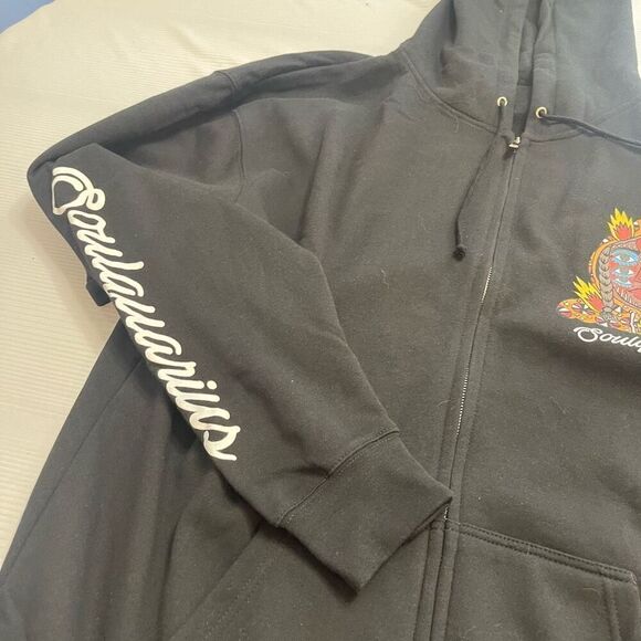 Soulquarius Men’s Full Zip Tour Hoodie Long Sleeve Pockets Black/Multi Size XL - Picture 3 of 10